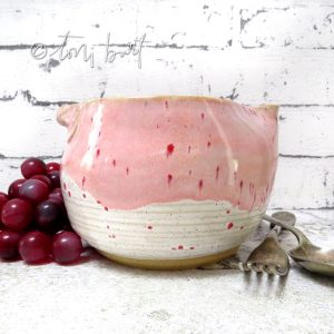 handmade ceramic speckle pouring bowl with handle