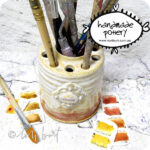 handmade artist tools ceramic paint palette brush water jar 23