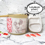 handmade artist tools ceramic paint palette brush water jar with whimsical girl toni burt pottery 4