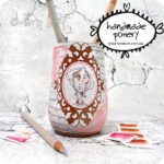 handmade artist tools ceramic paint palette brush water jar with whimsical girl toni burt pottery 8