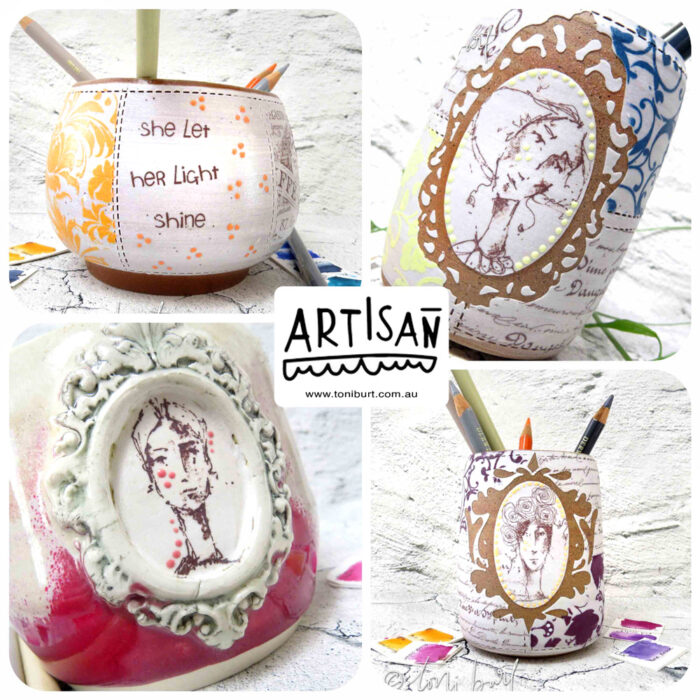 handmade ceramic artist tools ceramic paint palette jar artisan series