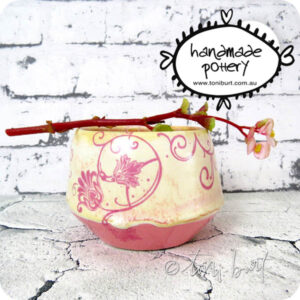 handmade ceramic bowl with botanical imagery floral motif by toni burt 5