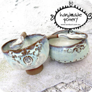 handmade ceramic bowl with drippy glaze organic toni burt 5
