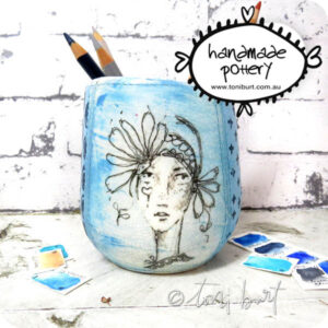 handmade ceramic cup jar with girl spirit toni burt 2