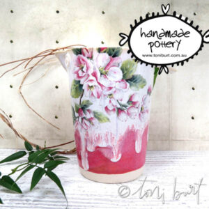 handmade ceramic pitcher jug floral botoanical toni burt shabby chic