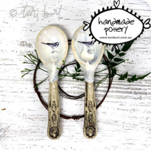 handmade ceramic spoons flatware cutlery spoon set with birds by toni burt 7