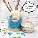 handmade ceramic watercolourist brush jar and palette pods by toni burt