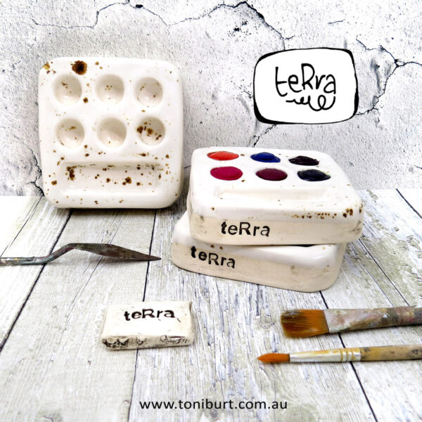 terra handmade artist ceramic palette block 6 full