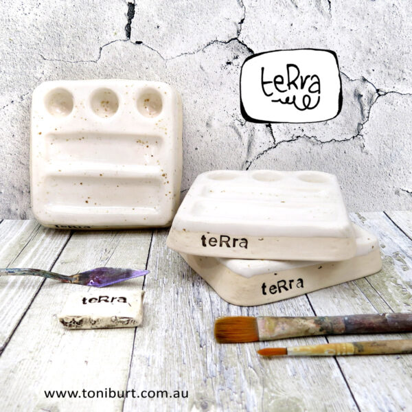 terra handmade artist ceramic palette block trio empty 2