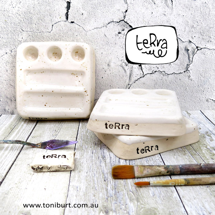 terra handmade artist ceramic palette block trio empty general