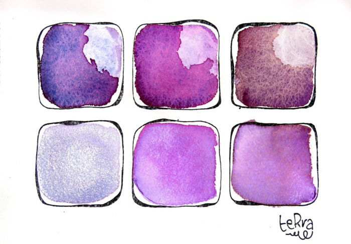 terra handmade watercolors sample swatches purples