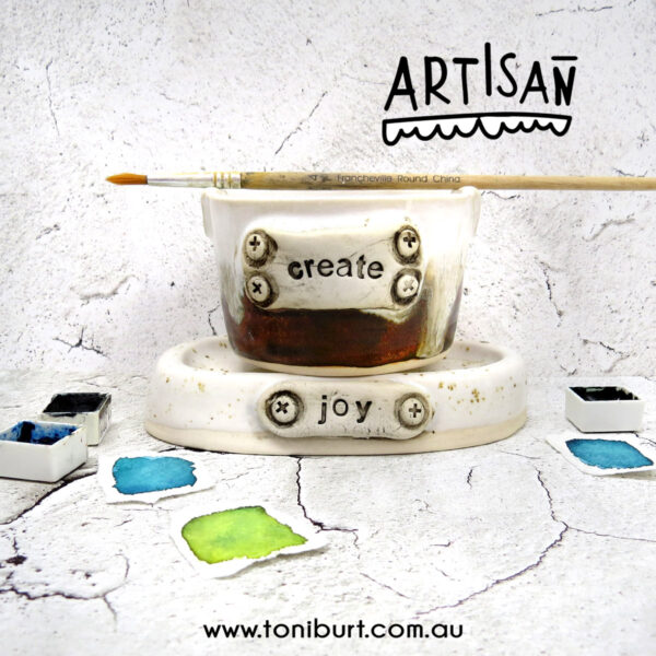 artisan handmade ceramic palette and jar sets mini create joy set copper palette 0001