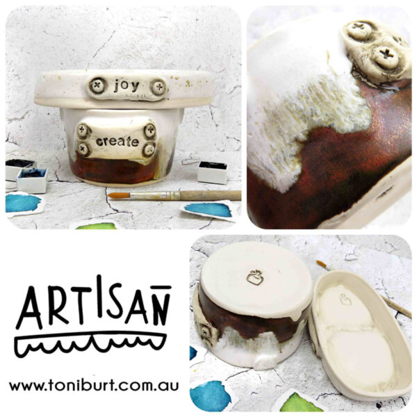 artisan handmade ceramic palette and jar sets mini create joy set copper palette pc 0002