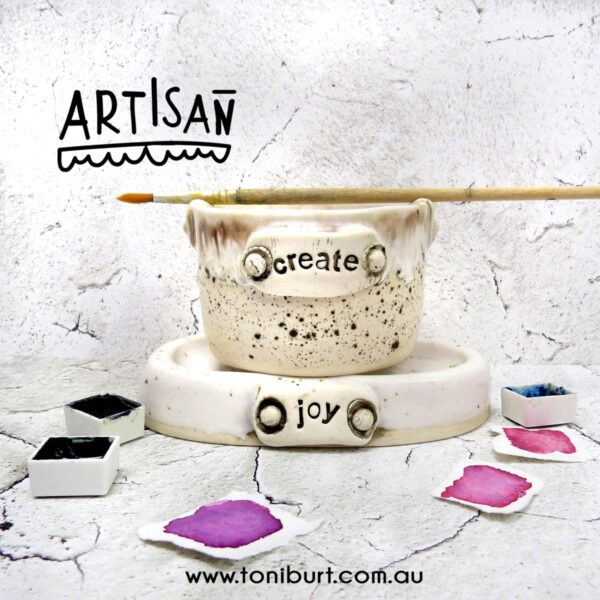 artisan handmade ceramic palette and jar sets mini create joy set speckled brown palette 0001