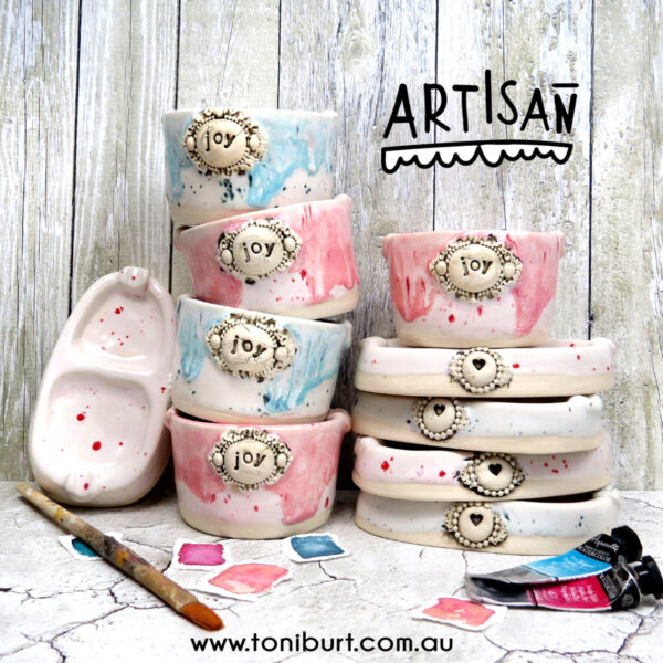 artisan handmade ceramic palette and jar sets mini joy sets multi 2