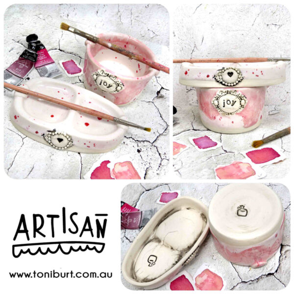 artisan handmade ceramic palette and jar sets mini joy sets pc pink 0002