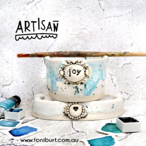 artisan handmade ceramic palette and jar sets mini joy sets teal 0002