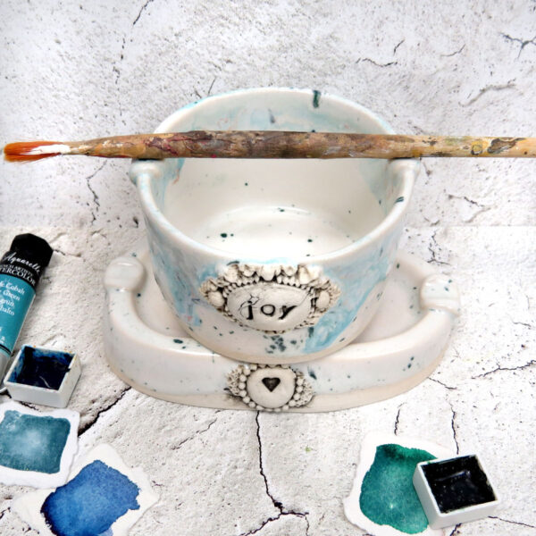 artisan handmade ceramic palette and jar sets mini joy sets teal 0003