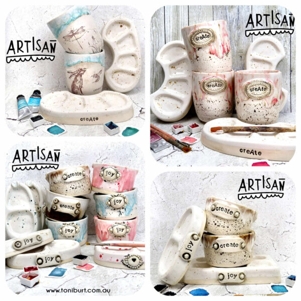 artisan handmade ceramic palette and jar sets shop update march 2023