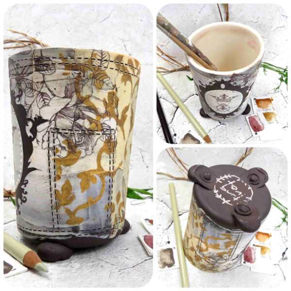 handmade ceramic footed jar crowning glory chocolate pc 0007
