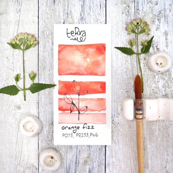 teRra handmade watercolour paint swatch Orange fizz