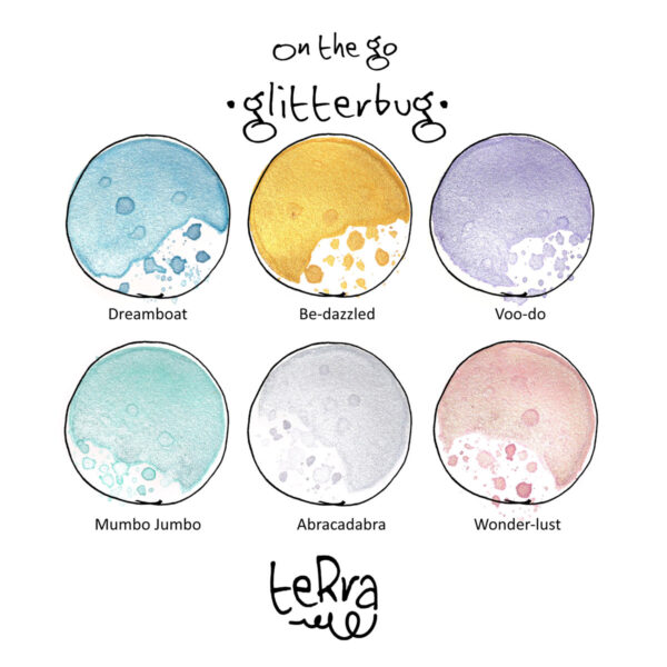 teRra handmade watercolour paints on the go glitterbug set 6 shimmer 2