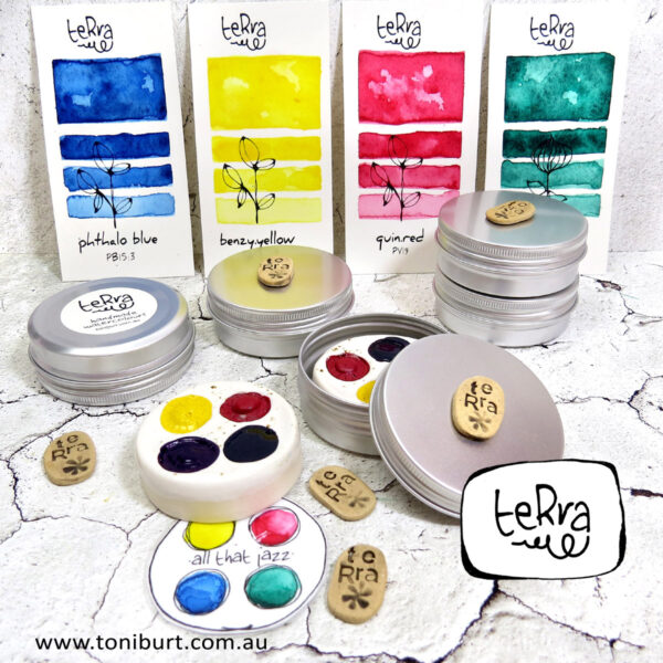 teRra handmade watercolour paints on the go tin sets 4 round all that jazz 1