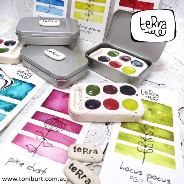 teRra handmade watercolour paints on the go tin sets 6 rectangle sets 1 and 5 a