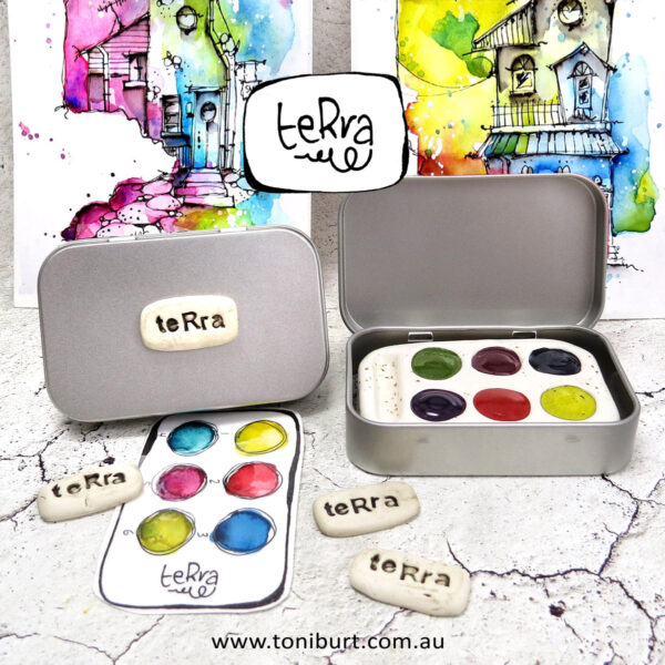 teRra handmade watercolour paints on the go tin sets 6 rectangle sets 1 and 5 d