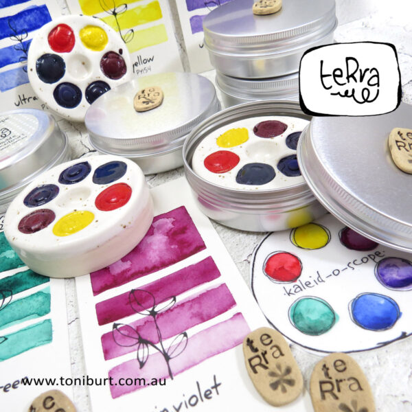teRra handmade watercolour paints on the go tin sets round 6 kaleidoscope 4