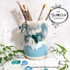 handmade ceramic pitcher glamour series blue 001
