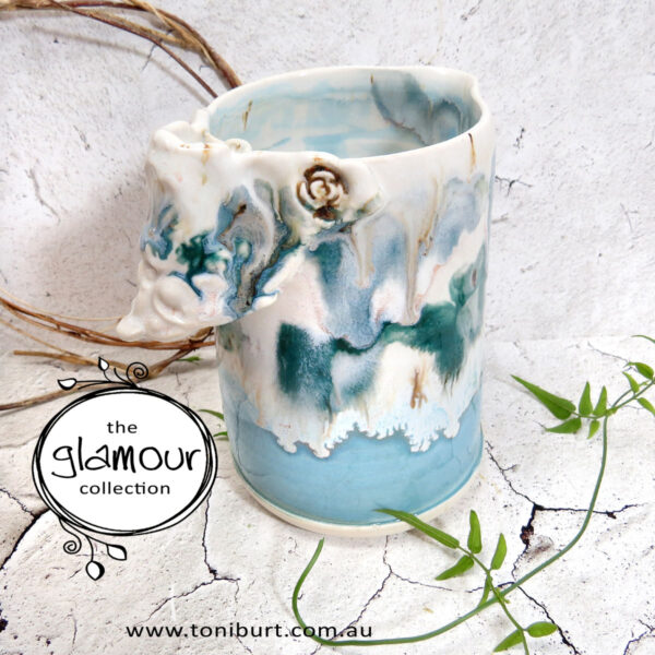 handmade ceramic pitcher glamour series blue 002