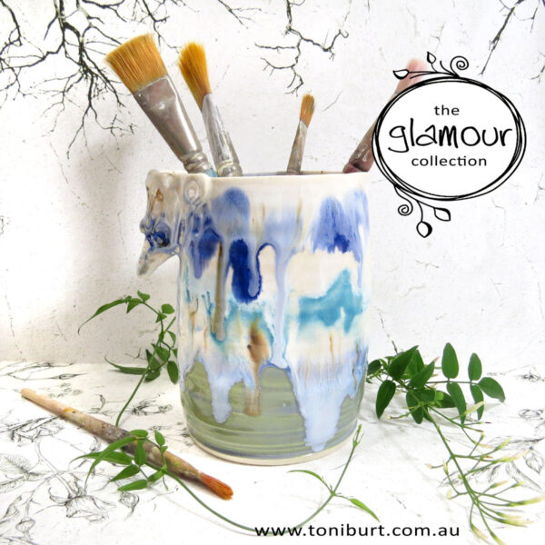 handmade ceramic pitcher glamour series blue 2 001
