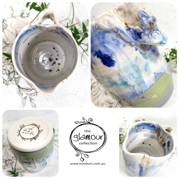 handmade ceramic pitcher glamour series blue 2 pc 002