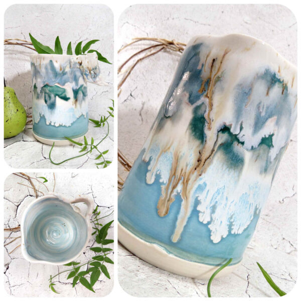 handmade ceramic pitcher glamour series blue pc 001