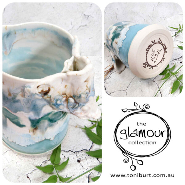 handmade ceramic pitcher glamour series blue pc 002