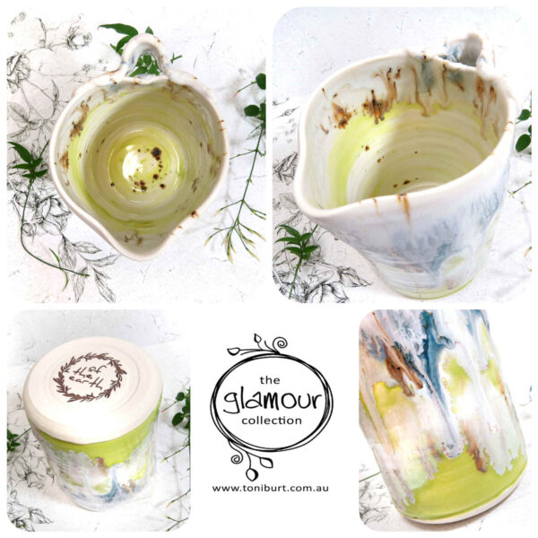 handmade ceramic pitcher glamour series lime pc 002