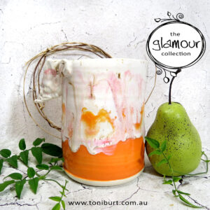 handmade ceramic pitcher glamour series orange 001