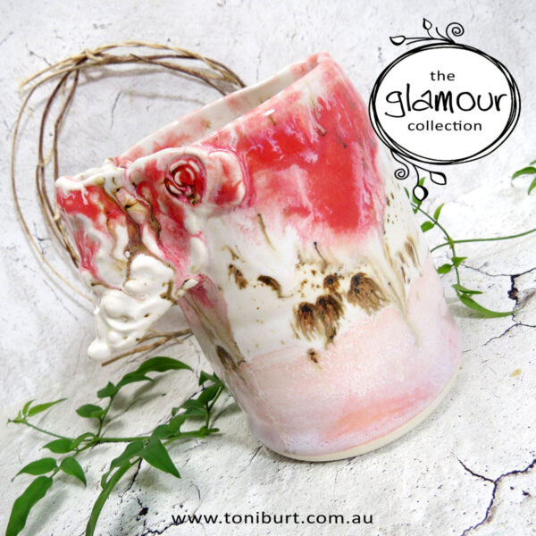 handmade ceramic pitcher glamour series red 002