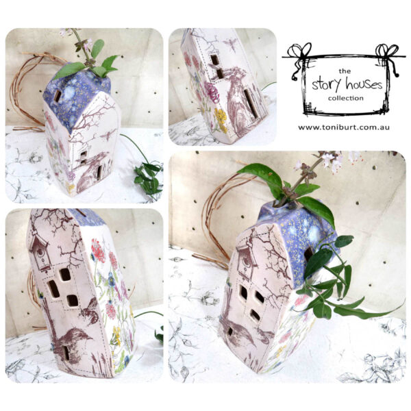 handmade ceramic house sleeve vase hare purple pc 1