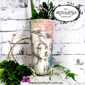 handmade ceramic tall vase with girl and owl 0001