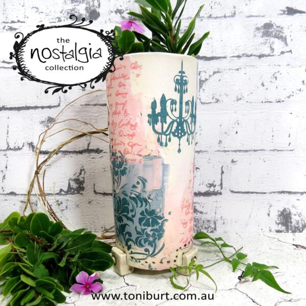 handmade ceramic tall vase with girl and owl 0002