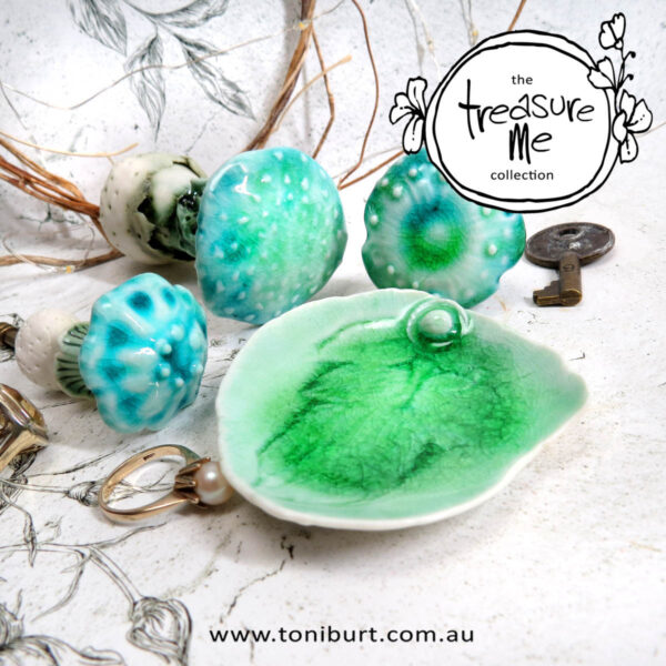 porcelain mushroom trio ring dish set aqua emerald 02