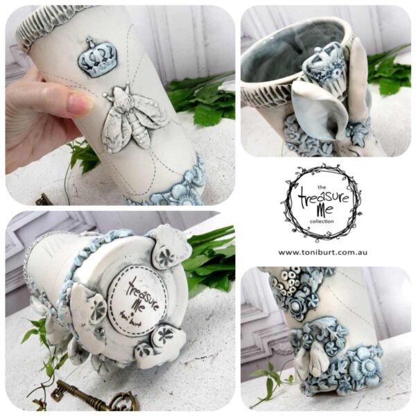 porcelain hare on vase blue floral pc 02