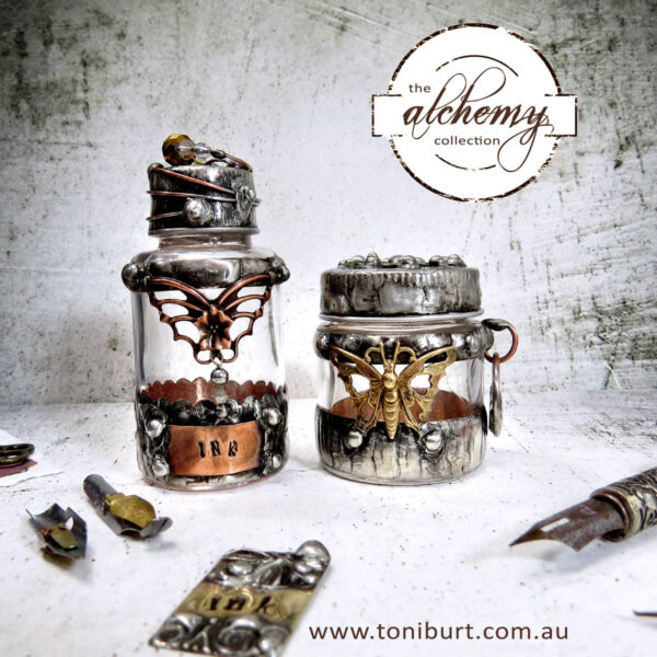 alchemy glass soldered ink jars bottles multi 30 33ml