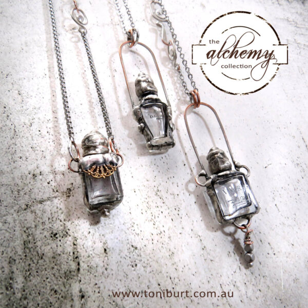 alchemy soldered perfume bottle necklace multi 10